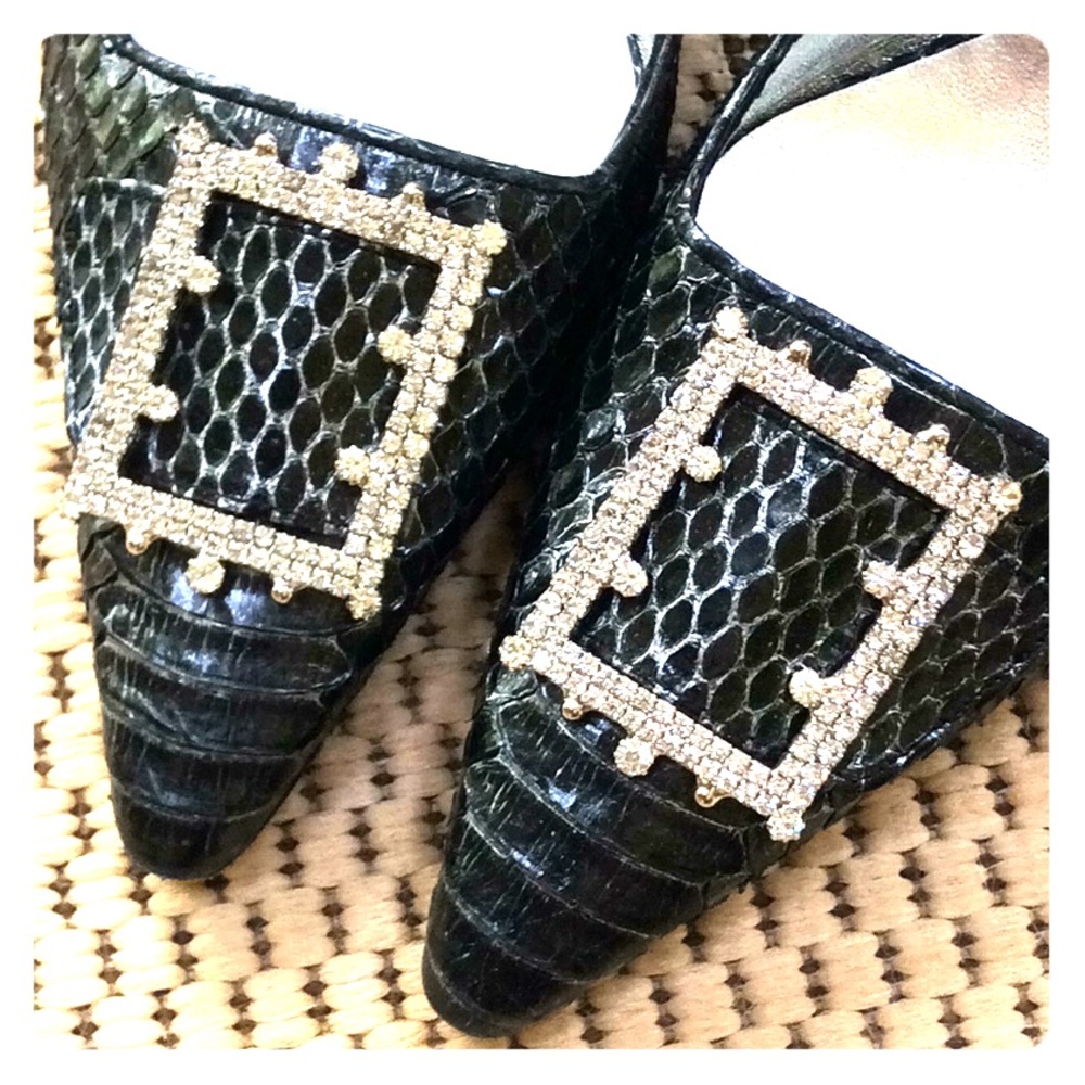 🔥MANOLO BLAHNIK slingback with crystal buckles 41 - Picture 3 of 8